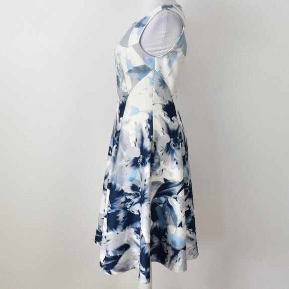 Calvin Klein Floral Fit and Flare Scuba Dress - 8 - Picture 8 of 9